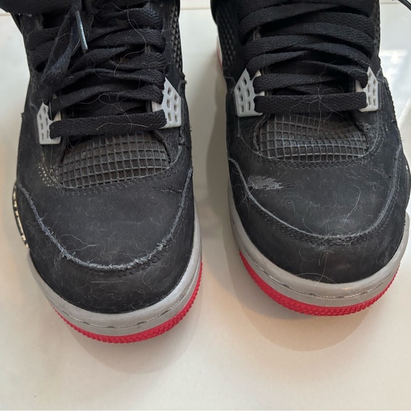Nike Air Jordan Retro 4 Bred Men’s Size 7.5 Fire Red Cement - Picture 10 of 11